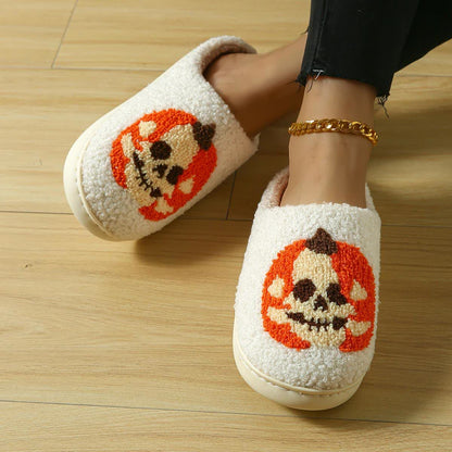 Chaussons grande taille à imprimé citrouille et visage fantôme d'Halloween - image 4