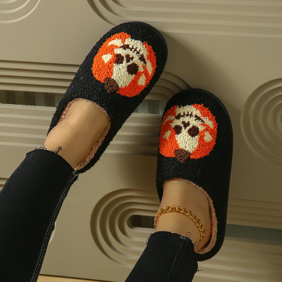 Chaussons grande taille à imprimé citrouille et visage fantôme d'Halloween - image 13