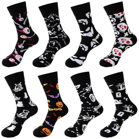 Chaussettes noires Halloween grande taille (8 paires) - image 1