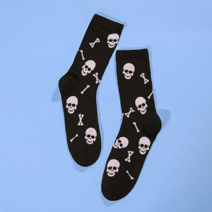Chaussettes courtes à imprimé tête de mort et os d'Halloween grande taille (5 paires) - image 3