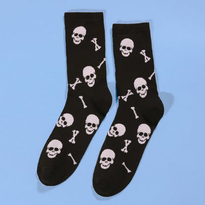 Chaussettes courtes à imprimé tête de mort et os d'Halloween grande taille (5 paires) - image 2