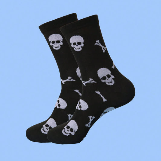 Chaussettes courtes à imprimé tête de mort et os d'Halloween grande taille (5 paires) - Noir - EU40-46 (US7-12) - image 1