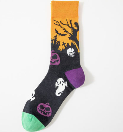 Chaussettes courtes à imprimé effrayant Halloween grande taille (5 paires) - Jaune - EU41-46 (US7.5-12) - image 8
