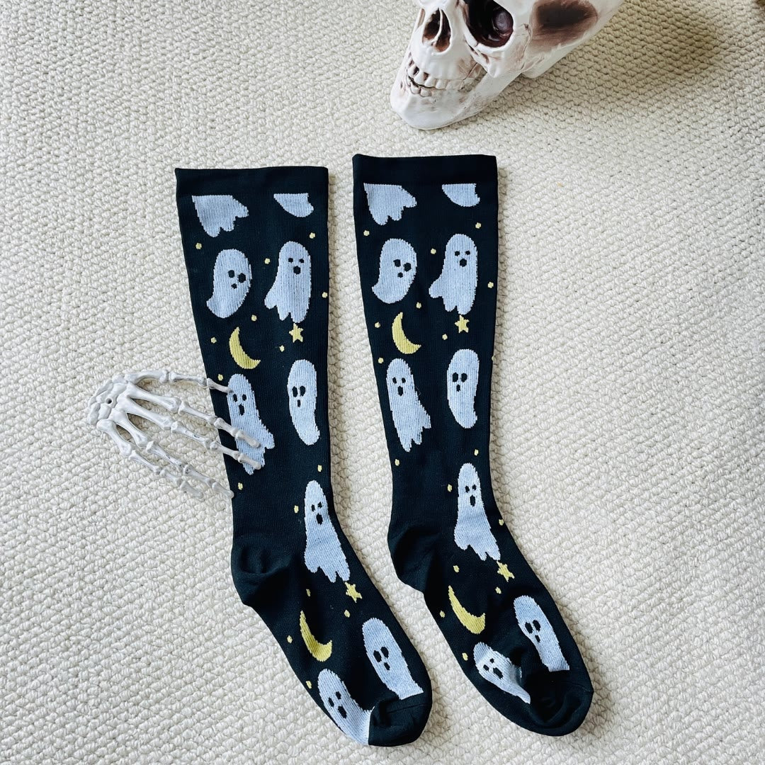 Chaussettes de compression grande taille série fantômes d'Halloween (3 paires) - image 1