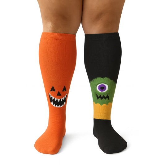 Chaussettes de compression amusantes Halloween grande taille - Paire dépareillée - 4XL - image 1