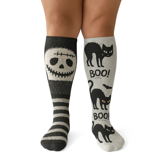 Chaussettes de compression chat noir grande taille - Paire dépareillée - 4XL - image 1