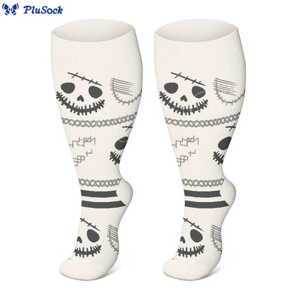 Chaussettes de compression grande taille à imprimé chat et chauve-souris pour Halloween - image 3