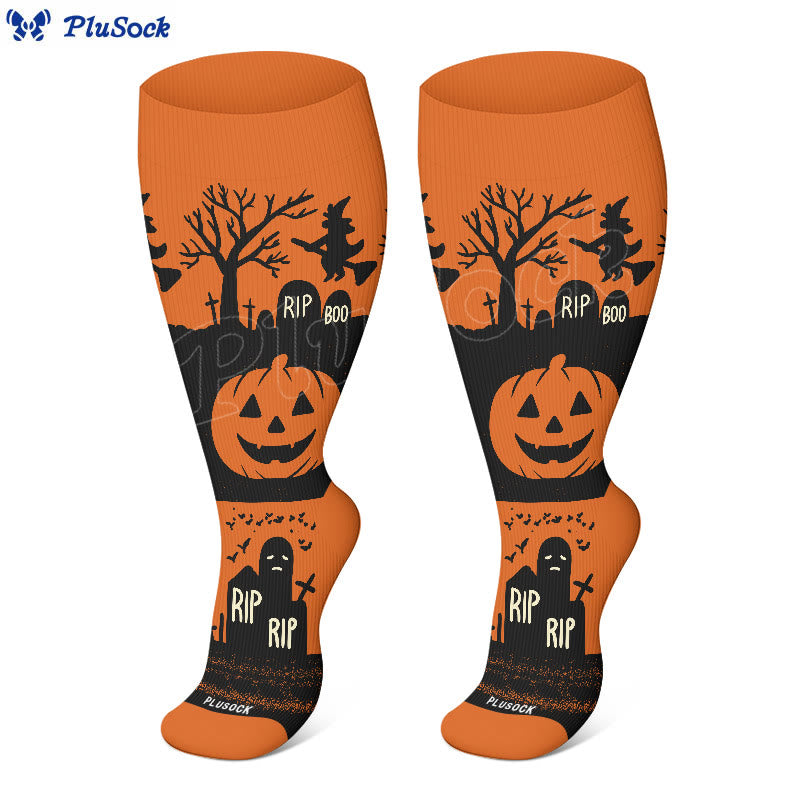 Chaussettes de compression Halloween chat araignée grande taille (3 paires) - image 3