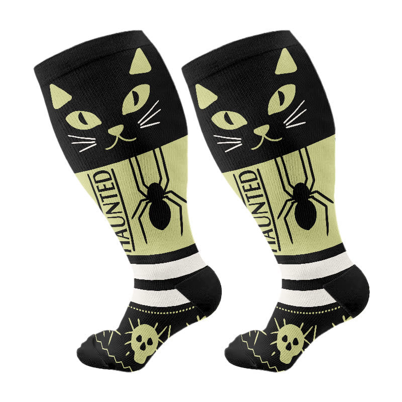 Chaussettes de compression Halloween chat araignée grande taille (3 paires) - Noir (1 paire) - 4XL - image 6