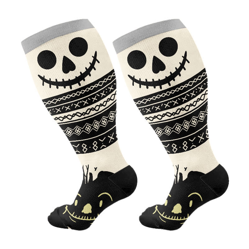Chaussettes de compression Halloween chat araignée grande taille (3 paires) - Gris (1 paire) - 4XL - image 7