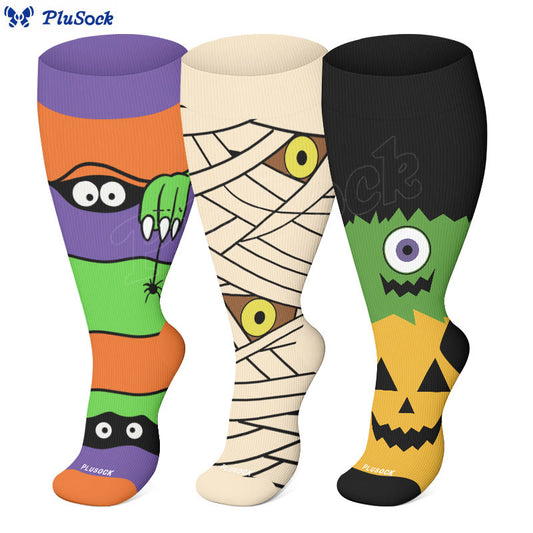 Chaussettes de compression Halloween grande taille (3 paires) - image 1