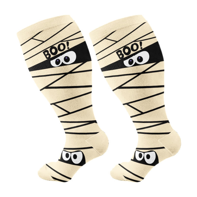 Chaussettes de compression amusantes Halloween grande taille (3 paires) - Abricot (1 paire) - 4XL - image 8