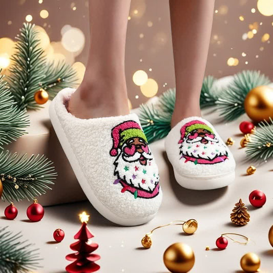 Chaussons de Noël grande taille à imprimé Père Noël - image 1