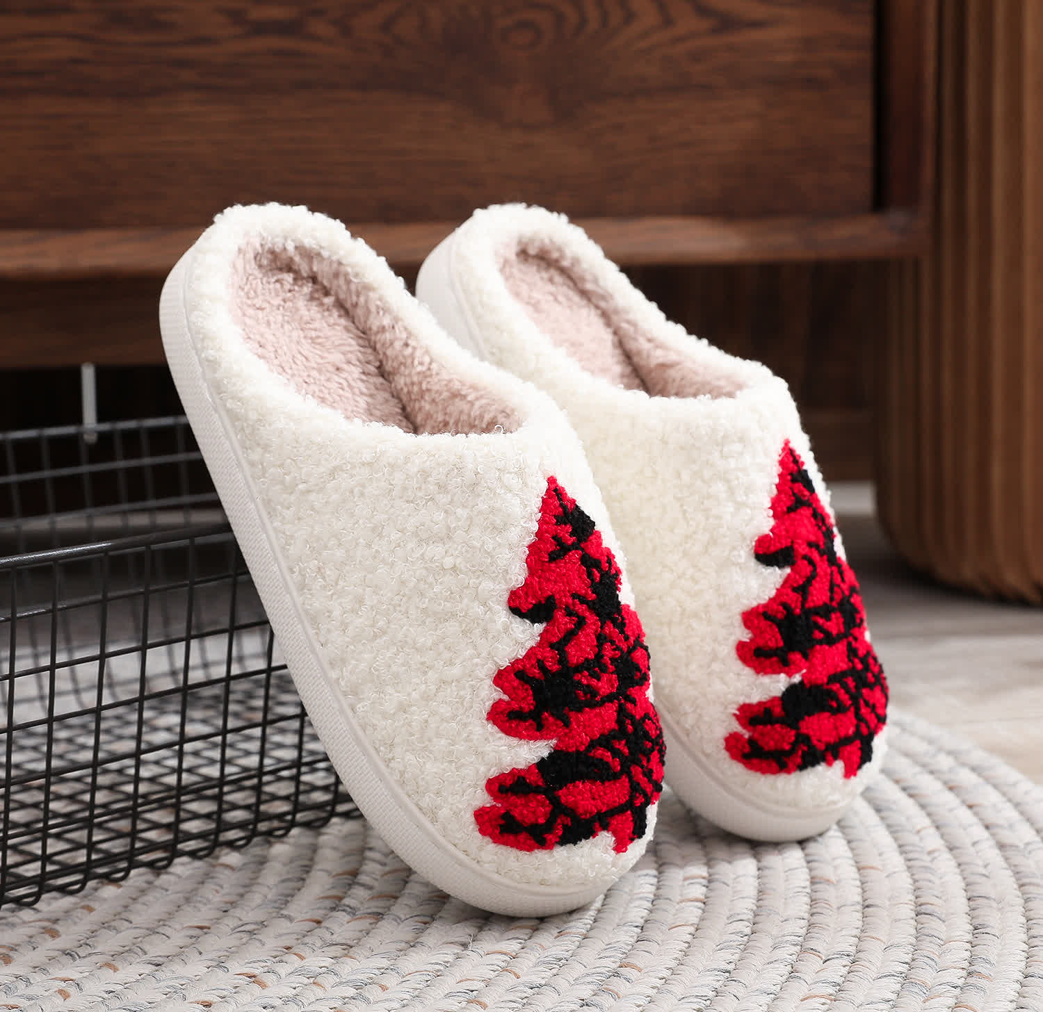 Chaussons grande taille à imprimé sapin de Noël - image 5