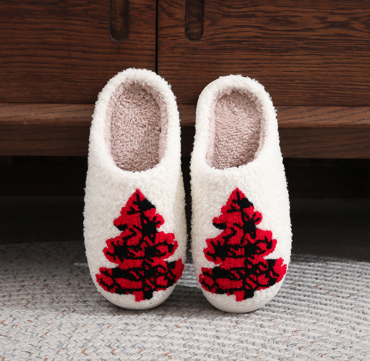 Chaussons grande taille à imprimé sapin de Noël - image 3