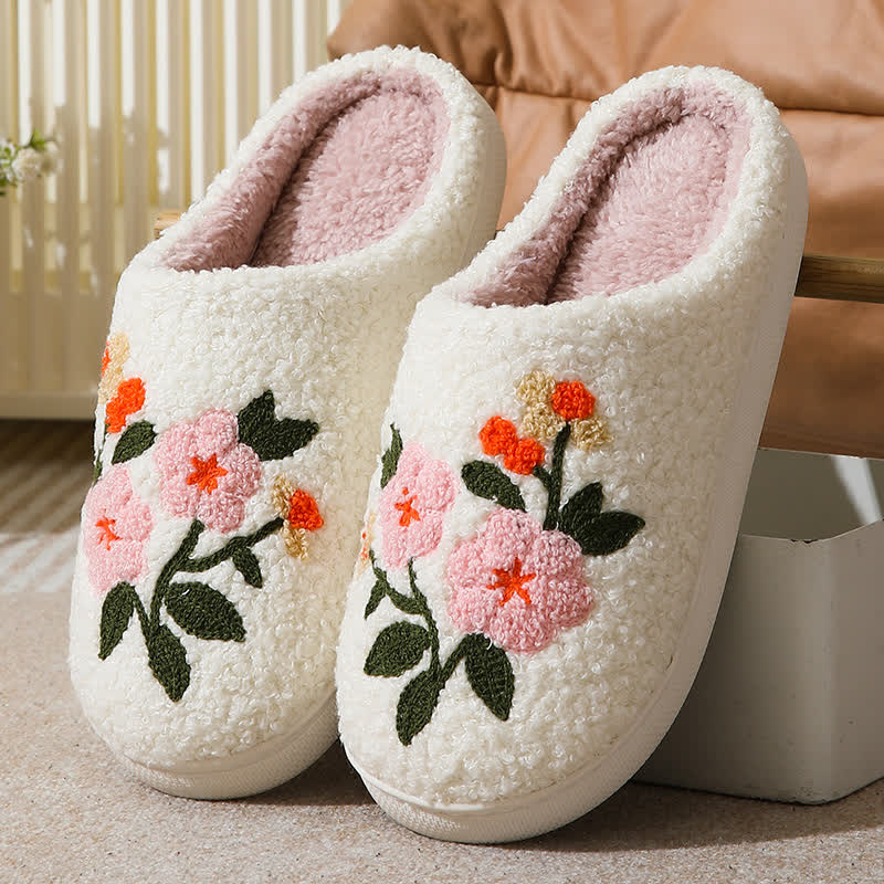 Chaussons élégants à imprimé floral grande taille - Blanc-B - EU43-44 (US9-10) - image 2