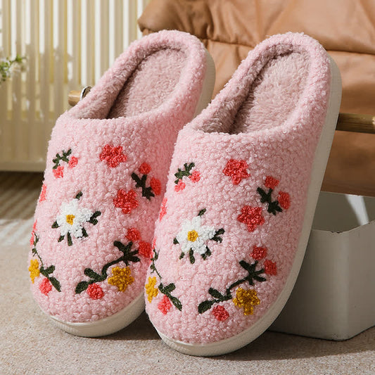 Chaussons élégants à imprimé floral grande taille - Rose - EU43-44 (US9-10) - image 1