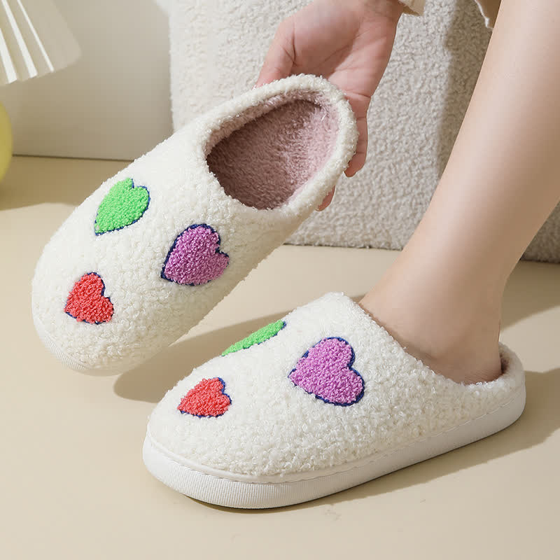 Chaussons grande taille à imprimé cœur - image 0