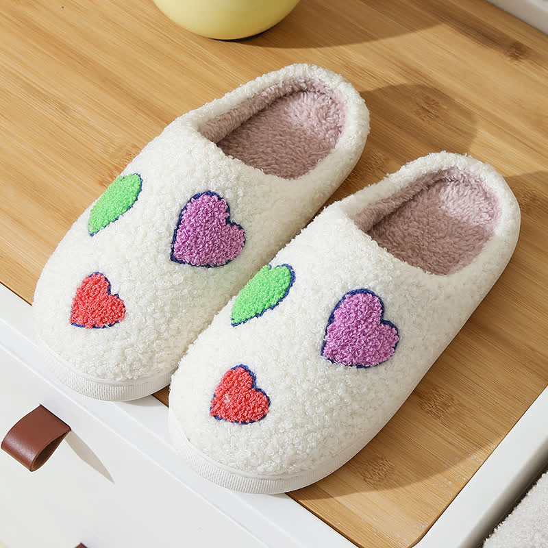 Chaussons grande taille à imprimé cœur - Blanc - EU43-44 (US9-10) - image 1