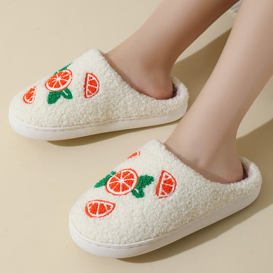 Chaussons imprimés orange grande taille - image 0