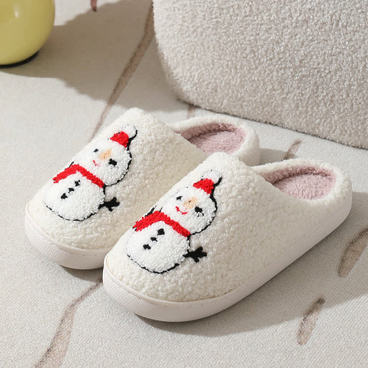 Chaussons de Noël grande taille à imprimé bonhomme de neige - Blanc - EU43-44 (US9-10) - image 1