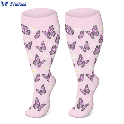 Chaussettes de compression grande taille motif papillon et fleurs (3 paires) - image 4
