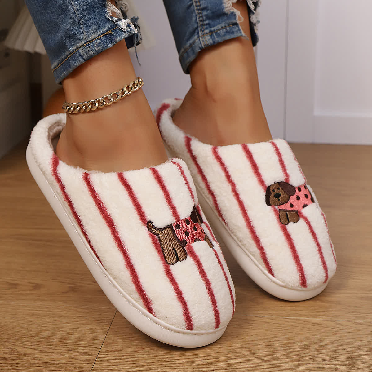 Chaussons à rayures et imprimé chien - image 16