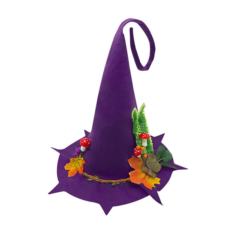 Chapeau de sorcier champignon feuille d'érable d'Halloween - Violet - Taille unique - image 1