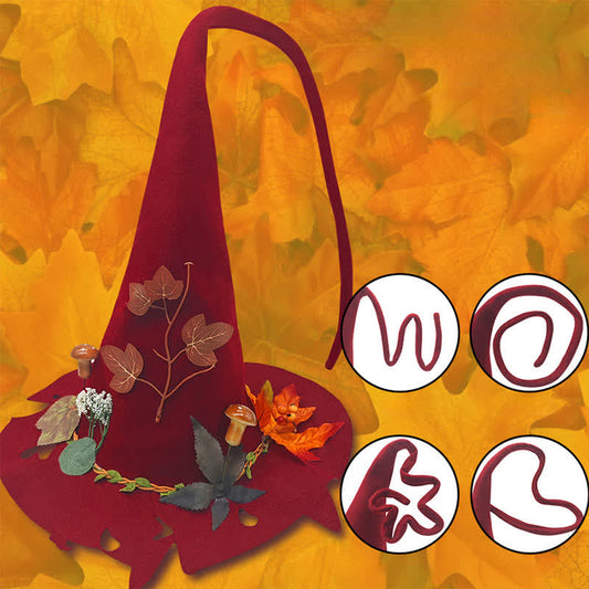 Chapeau de sorcier à feuilles rouges d'Halloween - image 1