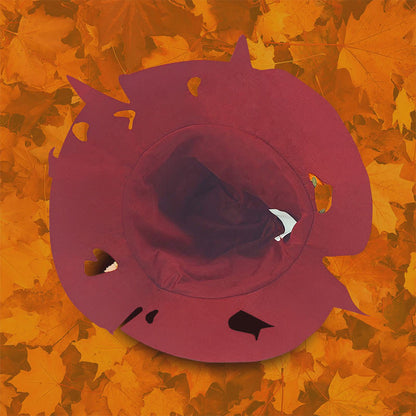 Chapeau de sorcier à feuilles rouges d'Halloween - image 3