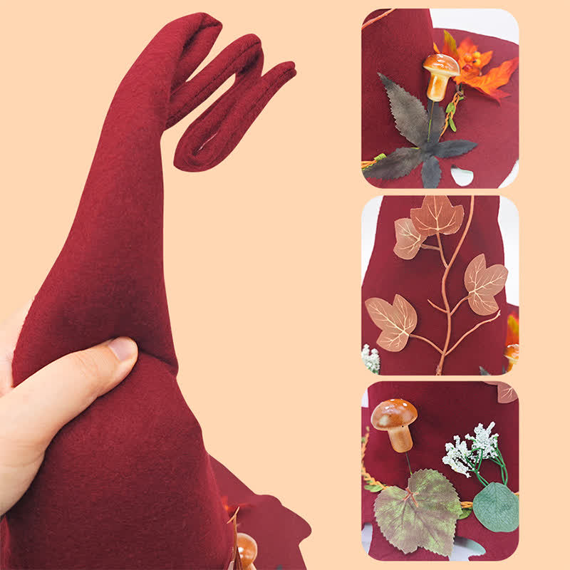 Chapeau de sorcier à feuilles rouges d'Halloween - image 1
