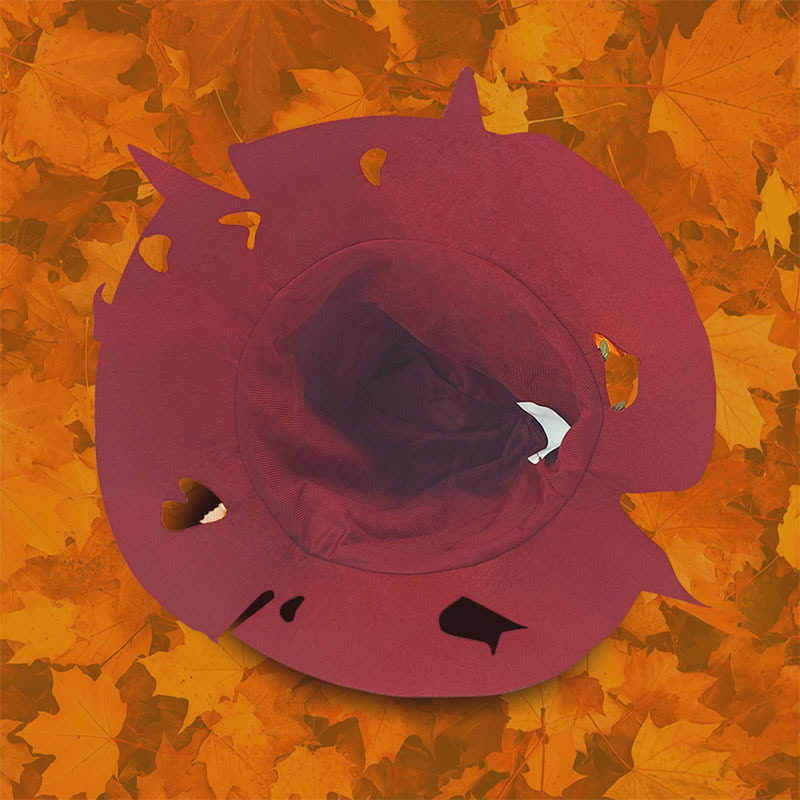 Chapeau de sorcier à feuilles rouges d'Halloween - image 2
