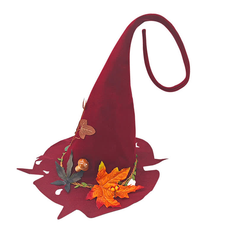 Chapeau de sorcier à feuilles rouges d'Halloween - image 6