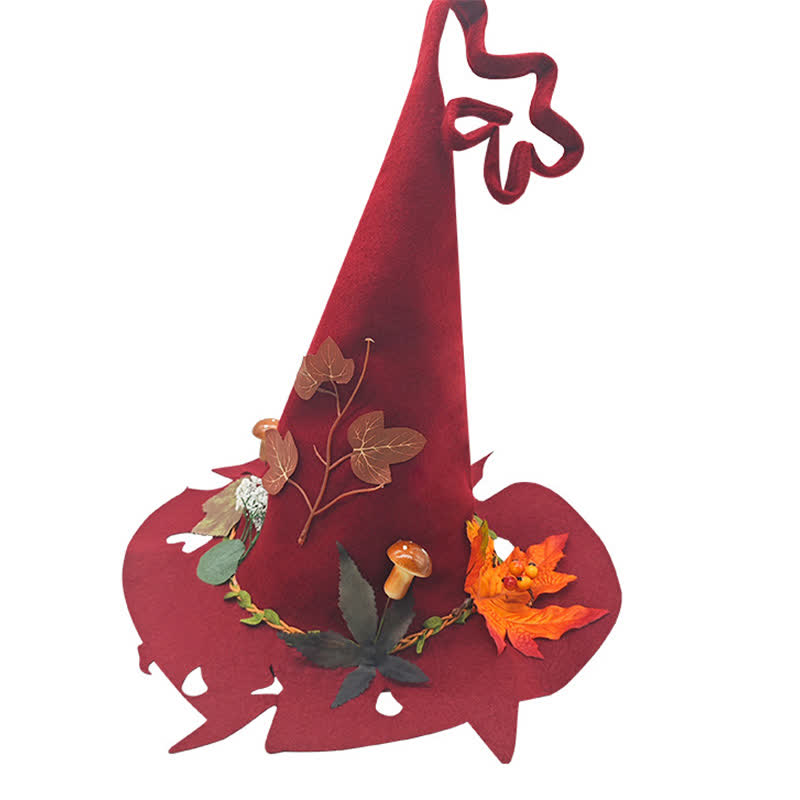 Chapeau de sorcier à feuilles rouges d'Halloween - Rouge - Taille unique - image 4