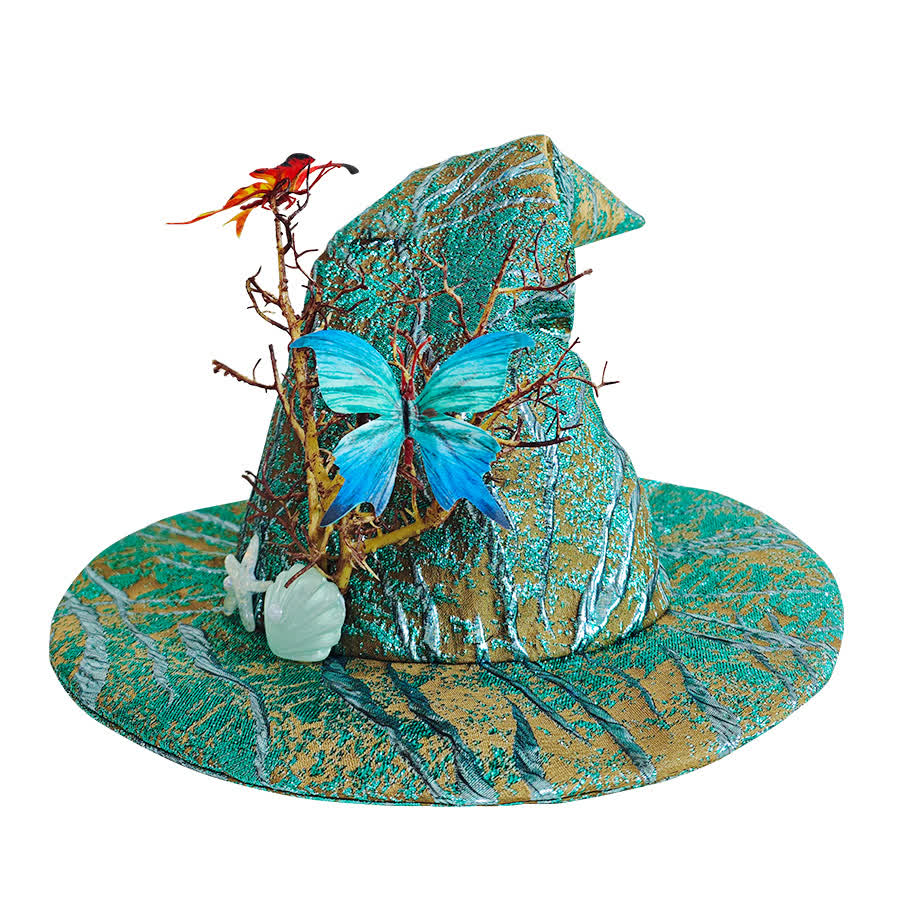 Chapeau de sorcière en coquillage papillon d'Halloween - Vert - Taille unique - image 3