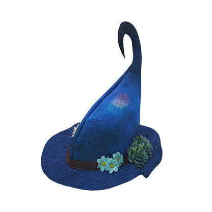 Chapeau de sorcière bleu à fleurs d'Halloween - image 6