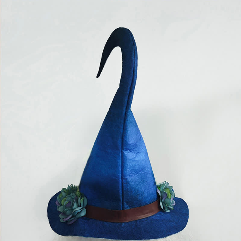 Chapeau de sorcière bleu à fleurs d'Halloween - image 4