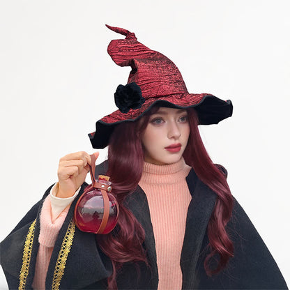 Chapeau de sorcière scintillant pour la fête d'Halloween - Rouge - Taille unique - image 5