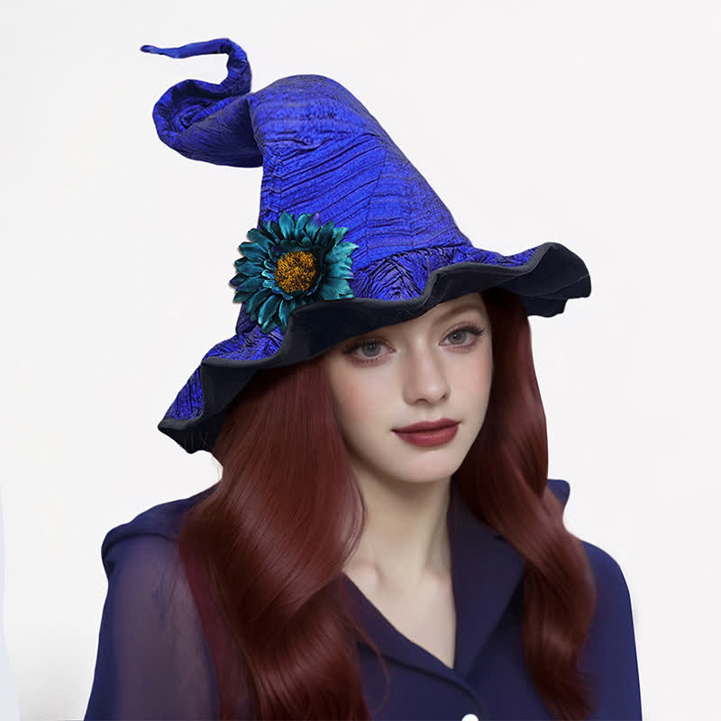 Chapeau de sorcière scintillant pour la fête d'Halloween - Bleu - Taille unique - image 2