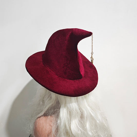Chapeau de sorcière vintage avec pendentif étoile - Rouge - Taille unique - image 1