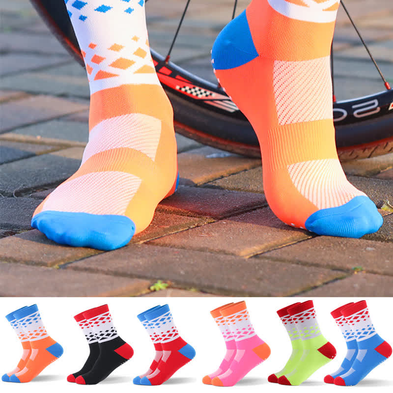 Chaussettes de compression à blocs de couleurs graphiques (6 paires) - Multicolore - EU40-45 (US7-11) - image 0