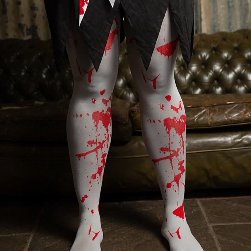 Bas cuissardes à imprimé sang pour Halloween - Blanc - Une taille - image 2