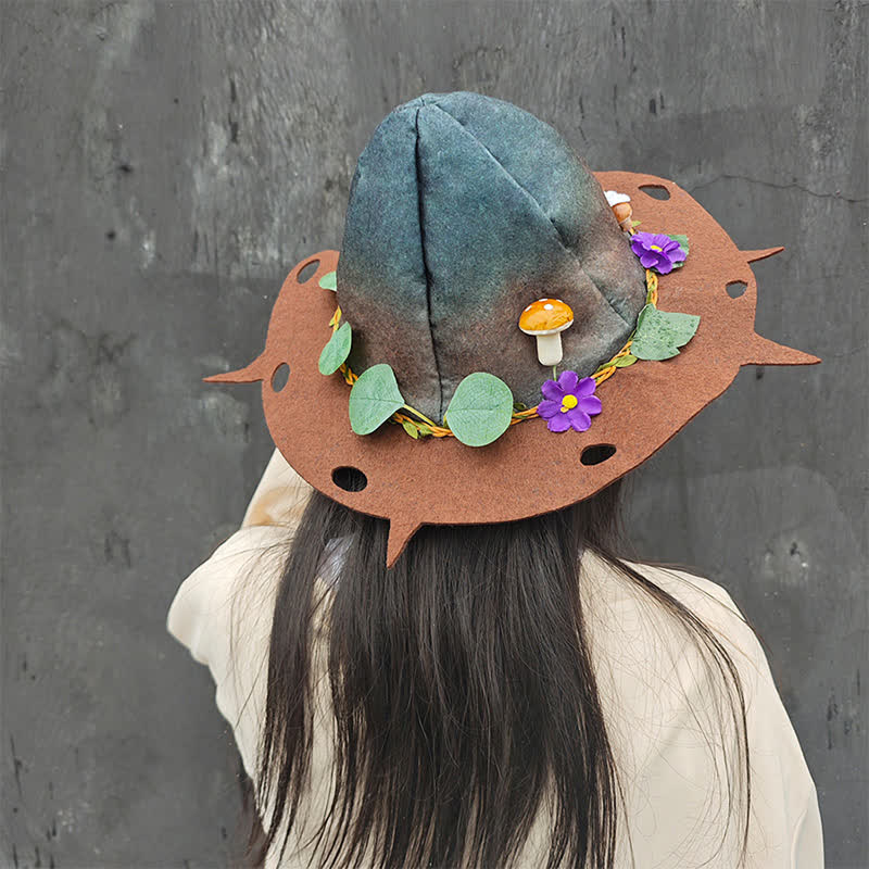 Chapeau de sorcier en forme de feuille de champignon d'Halloween - image 0