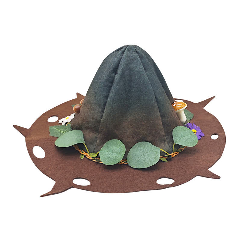 Chapeau de sorcier en forme de feuille de champignon d'Halloween - Brun - Taille unique - image 3