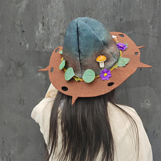 Chapeau de sorcier en forme de feuille de champignon d'Halloween - image 0