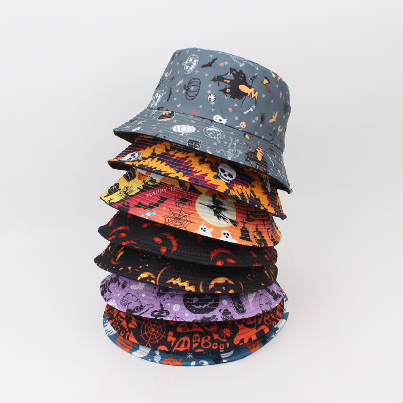 Chapeau bob grande taille à imprimé effrayant pour Halloween - image 1