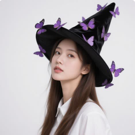 Chapeau de sorcière papillon d'Halloween grande taille - image 0