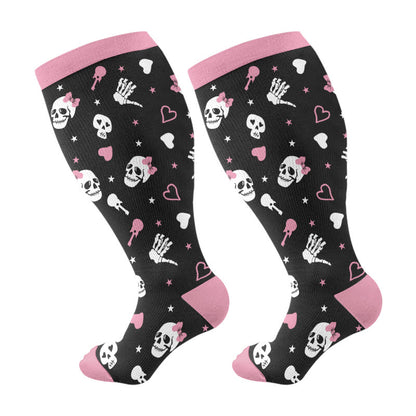 Chaussettes de compression grande taille motif animaux mignons d'Halloween (3 paires) - Rose (1 paire) - 4XL - image 6