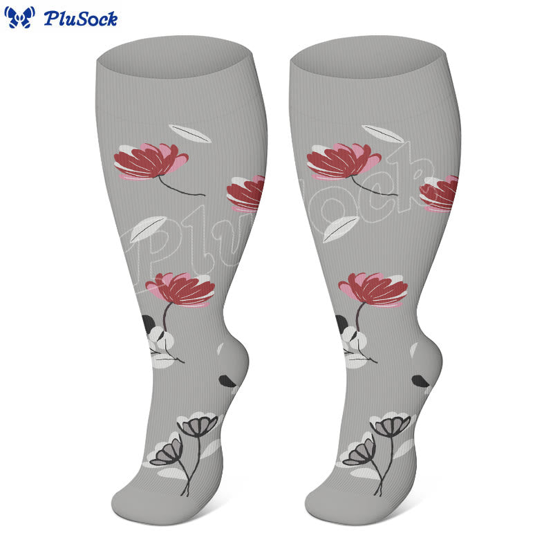 Chaussettes de compression grande taille à motif fleur de pêcher (3 paires) - image 3