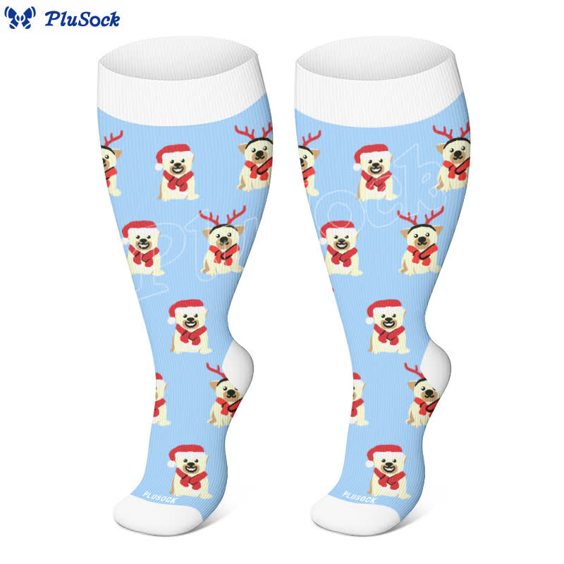 Chaussettes de compression Père Noël flocon de neige grande taille (3 paires) - image 3